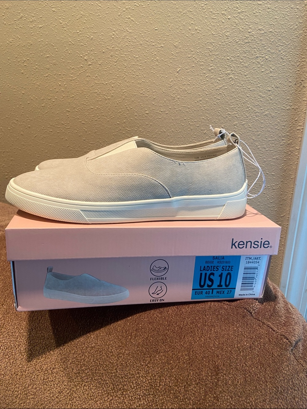Kensie Slip-On Canvas Loafers in Beige